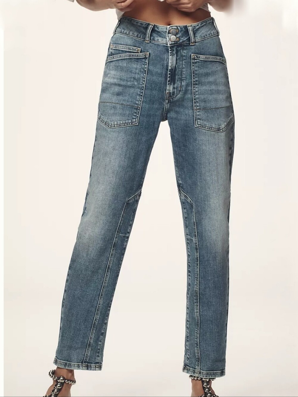 ANTHROPOLOGIE Pilcro Wanderer Mid-rise Relaxed Patch Pocket Barrel Cut Jeans 29